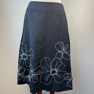 Liz Claiborne Black & White Floral Stitched Skirt
